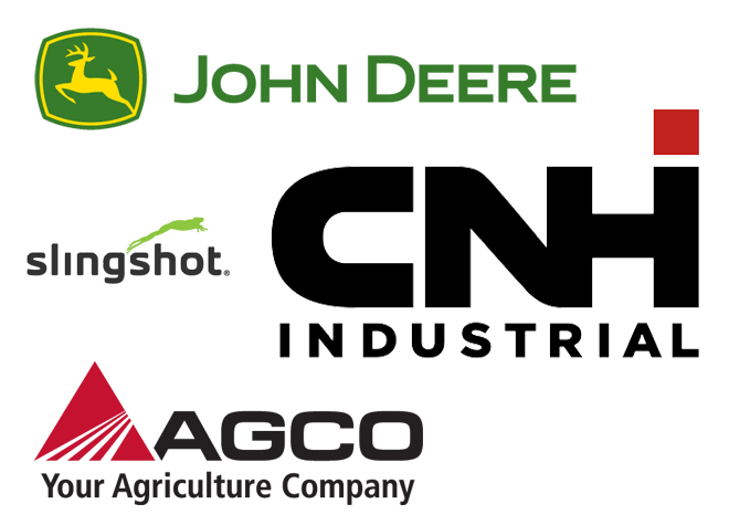 List of logos including John Deere, Slingshot, CNH Industrial and Agco